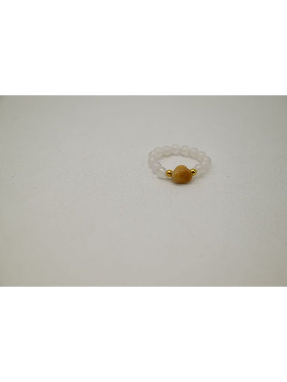 NWOT Josslyn Earthy Natural Stone Beaded Ring White Quartz Gemstone Boho Jewelry